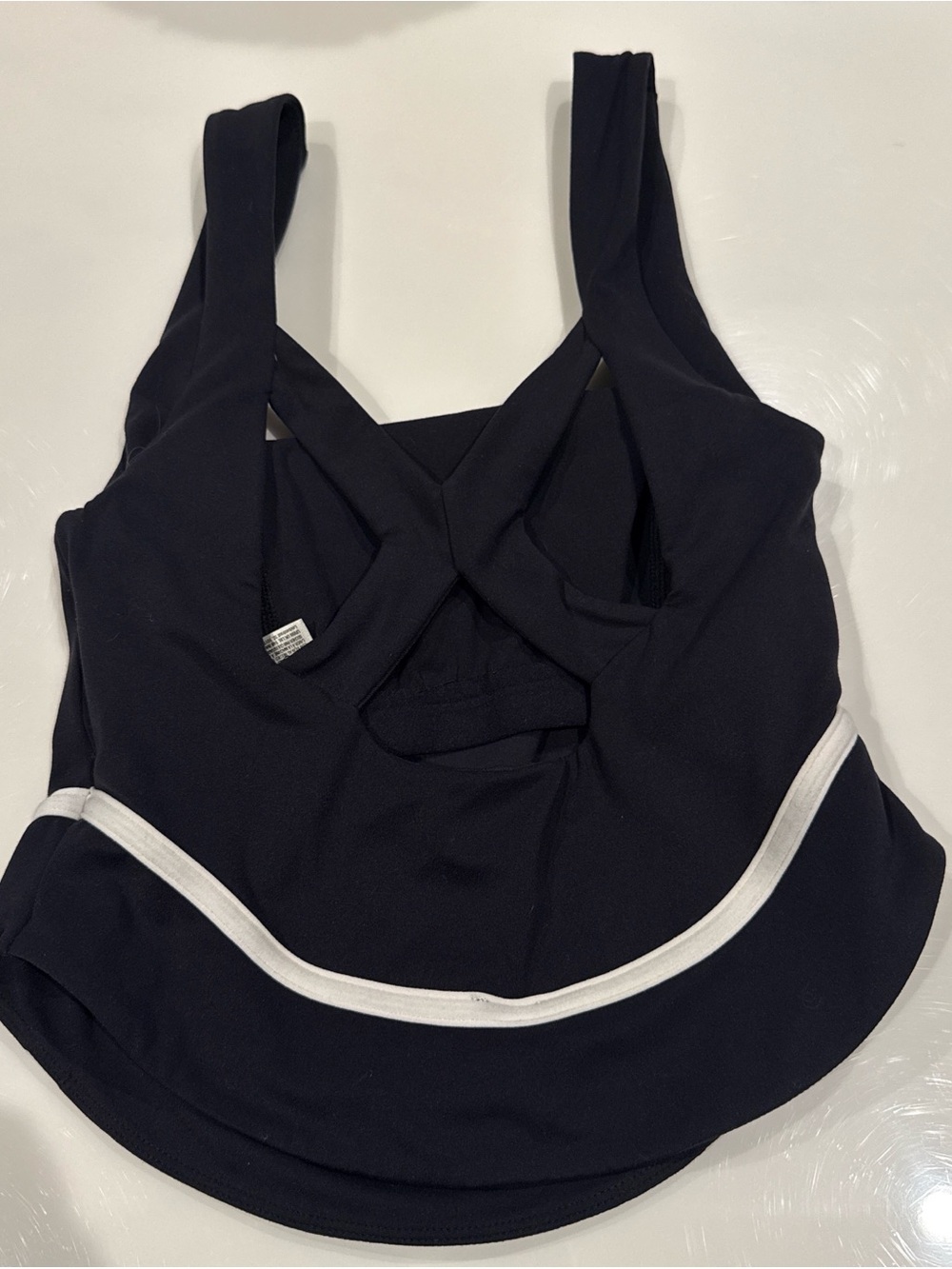 FP Movement by Free People Black Tank-Style Sports Bra with White Trim - Picture 2 of 2